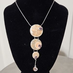 Pilgrim NWT Gold and Silver Necklace with Pink Accents